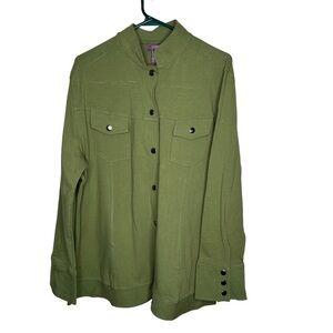 Suzanne Somers Womens Olive Green Snap Front Jacket Cardigan 2X